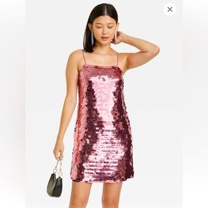 Pink Sequin Dress Mini Sexy Dress Size S Good Condition